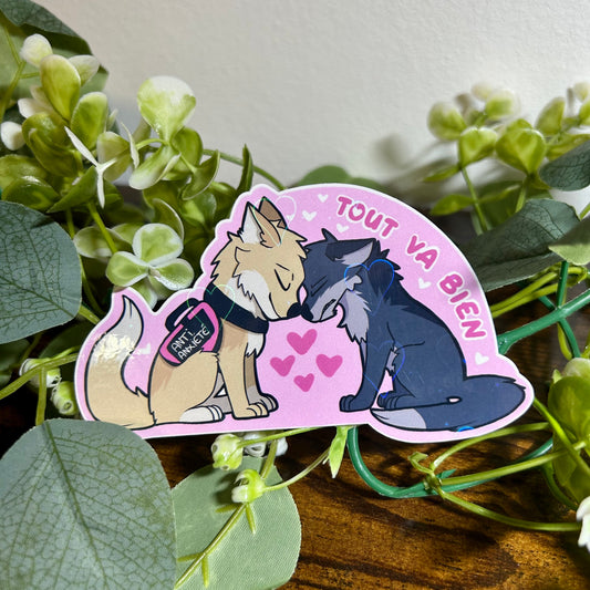 Sticker |  "Tout va bien" – Duo anti-anxiété 🐶💛